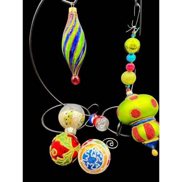 Vtg. Hand-Painted Christmas Ornaments Set Of 11 Santa Head & Glass Balls - Picture 3 of 12